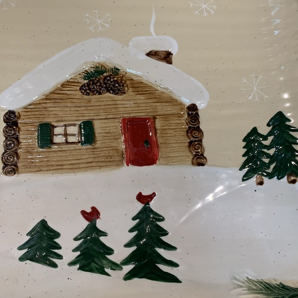 NWOT St Nicholas Square winter scene textured serving dish 9” square - Picture 4 of 5